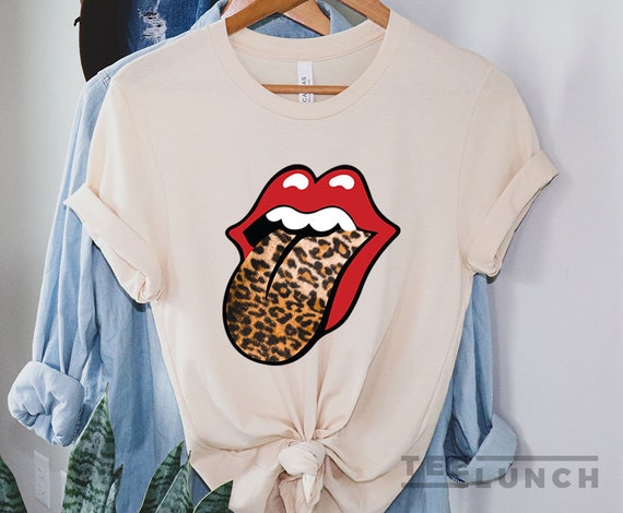 lips with leopard tongue shirt