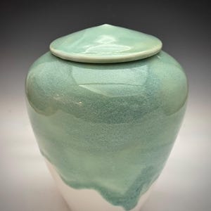 Handmade Medium size Cremation Urn: Caribbean Sea Glaze Funeral Vessel