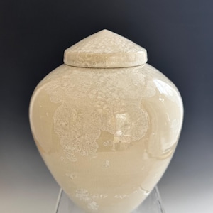 Traditional style  Ceramic Cremation Urn for Ashes, Modern &quot;Purity&quot; Funeral Vessel,  Crystalline Pottery