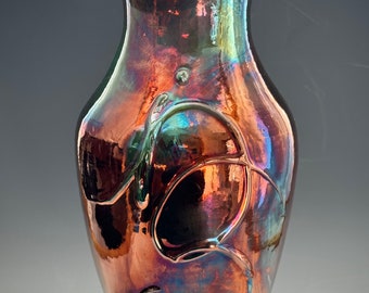 Copper Raku Vase, Decorative  Ceramic Pottery, SacredUrnsEtc by Susan Fontaine Pottery