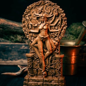 Wooden Hecate, Hekate statue, Greek goddess, pagan goddess, wiccan, wicca, altar, druid, witches, gaelic, witchcraft