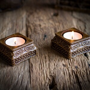 Candle holder with Norse ornaments square