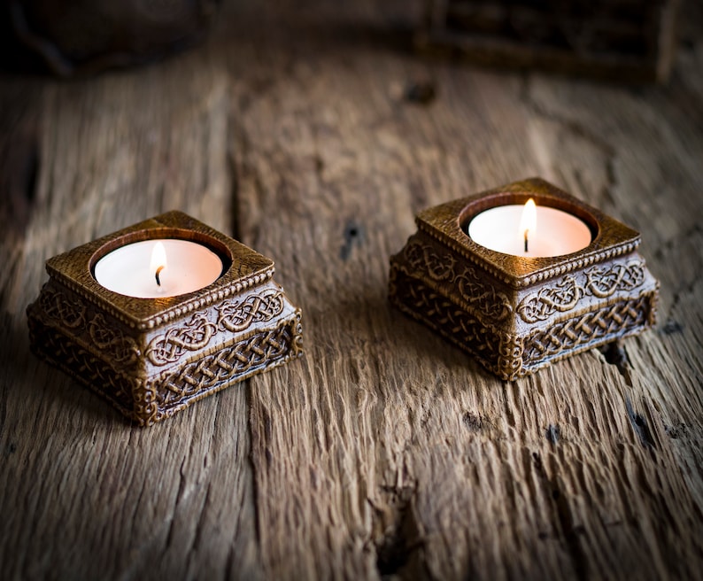 Candle holder with Norse ornaments square