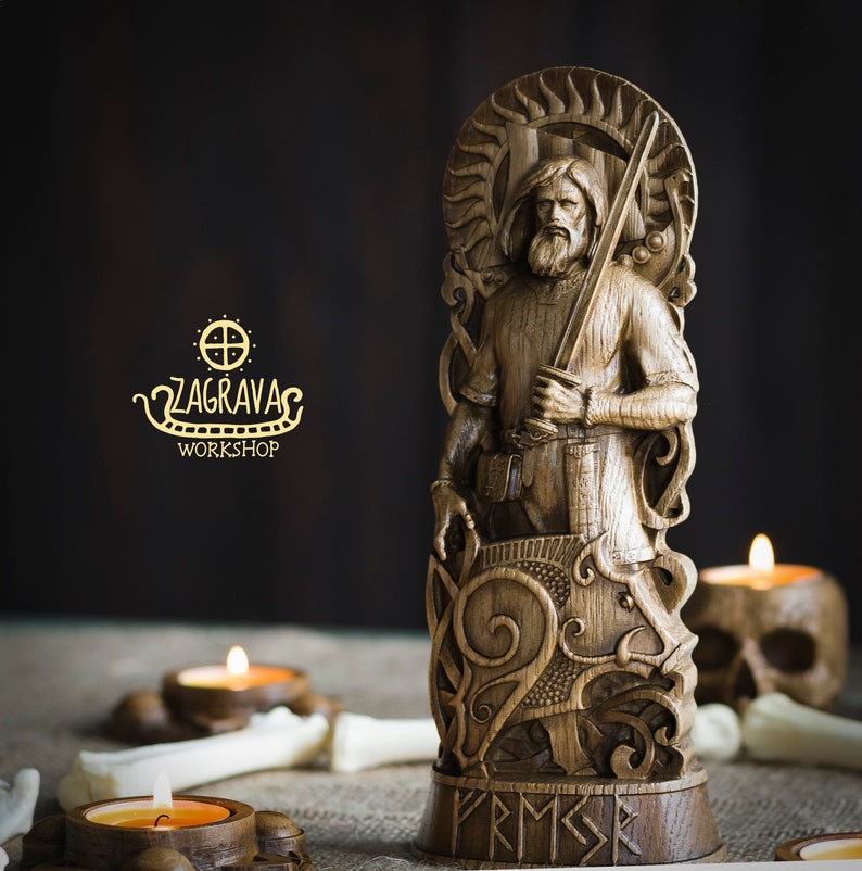 Freyr statue norse gods wood carving altar heathen asatru Etsy