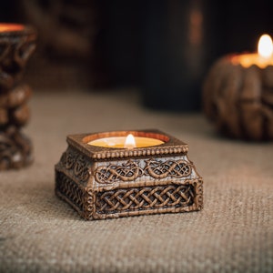 Candle holder with Norse ornaments square