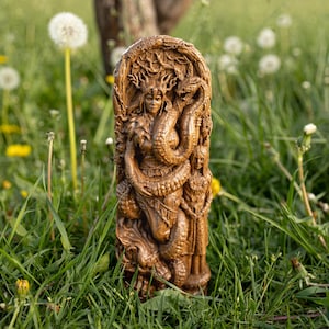 Angrboda Norse goddess wooden statue from oak