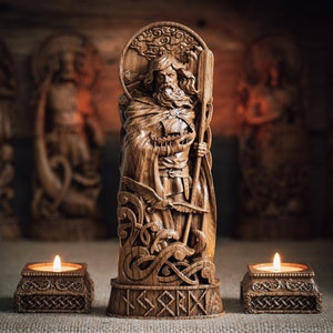 Njord statue wood sculpture, wood carving