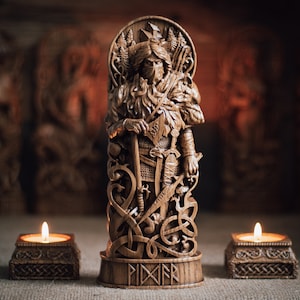 Vidar statue wood sculpture, wood carving