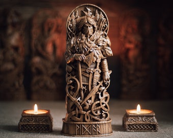 Vidar statue wood sculpture, wood carving