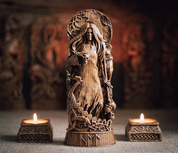 Hel Statue Hel Statuette Hel Norse Goddess Viking Pagan Wood Carving ...
