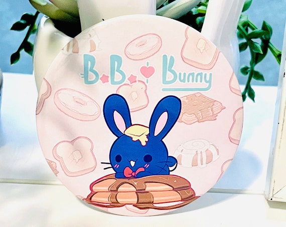 Bunny Pancake Button pin | Kawaii Button | Jacket pin | bookbag pin | Bunny pin | Cute Gifts  | cute pin | Kawaii Gifts | kawaii bag pin