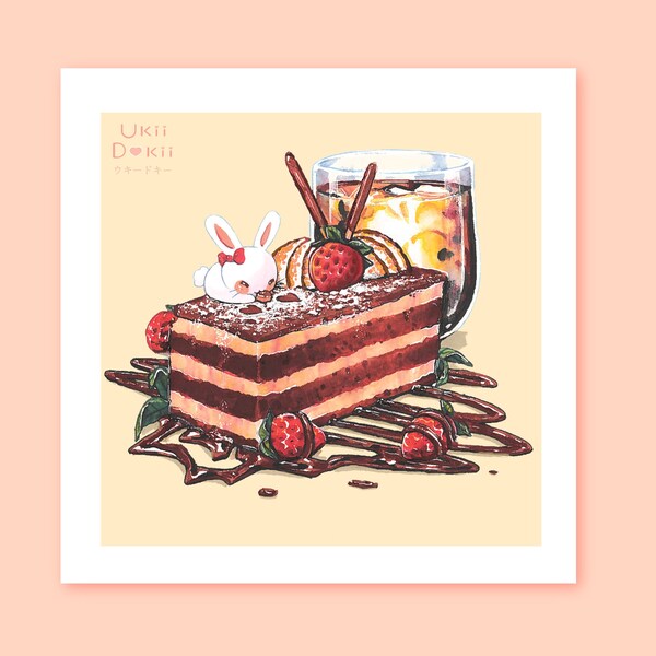 Kawaii Art Print |  Dessert Poster | Room Decor For Teens | Cute Sweets Painting |  Anime wall Print | Cake food art | kitchen wall decor |