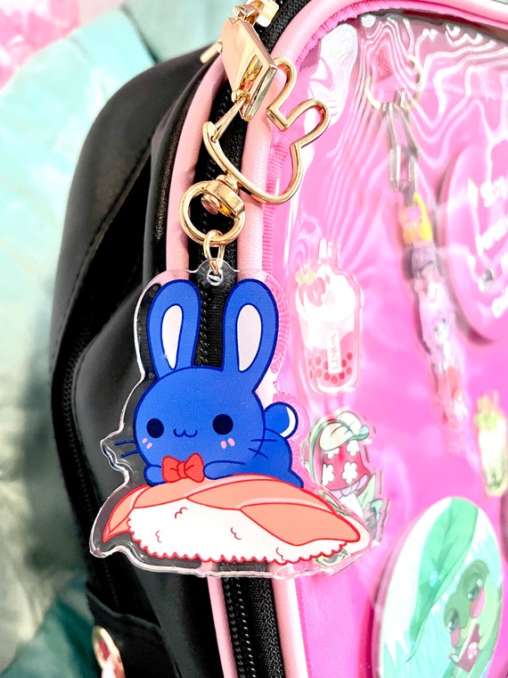 Cute Kawaii Anime Bunny Sushi Charm Keychain For Bag Or Purse