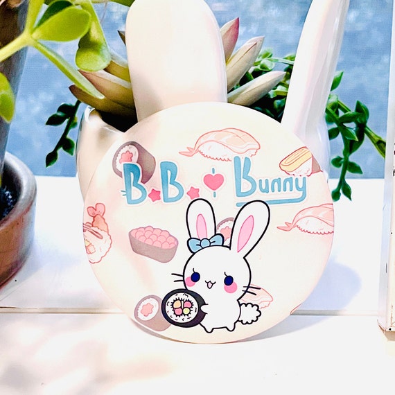 Sushi Bunny Button pin | Kawaii Button | Jacket pin | bookbag pin | Sushi pin | Bunny pin | cute pin | Kawaii Gifts | kawaii bag pin