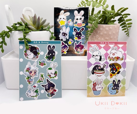 Cute Kawaii Animal Sticker Sheet Pack | Bunny Stickers | Planner stickers | Pastel Stickers | Stationary | Journal / scrapbook stickers