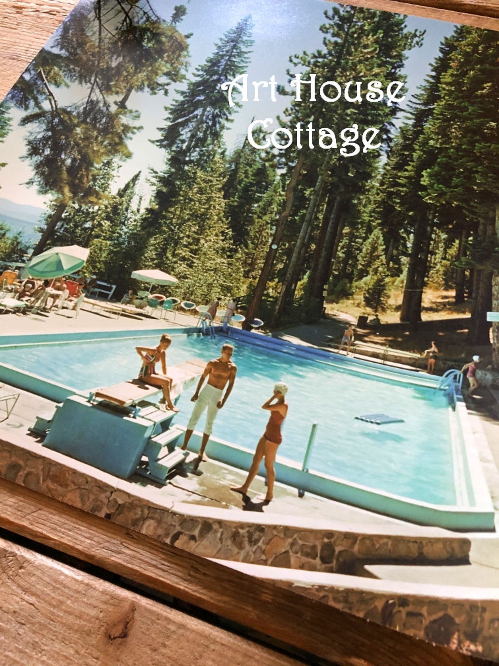 SLIM AARONS Lake Tahoe Pool galería de arte vacaciones galería | Etsy