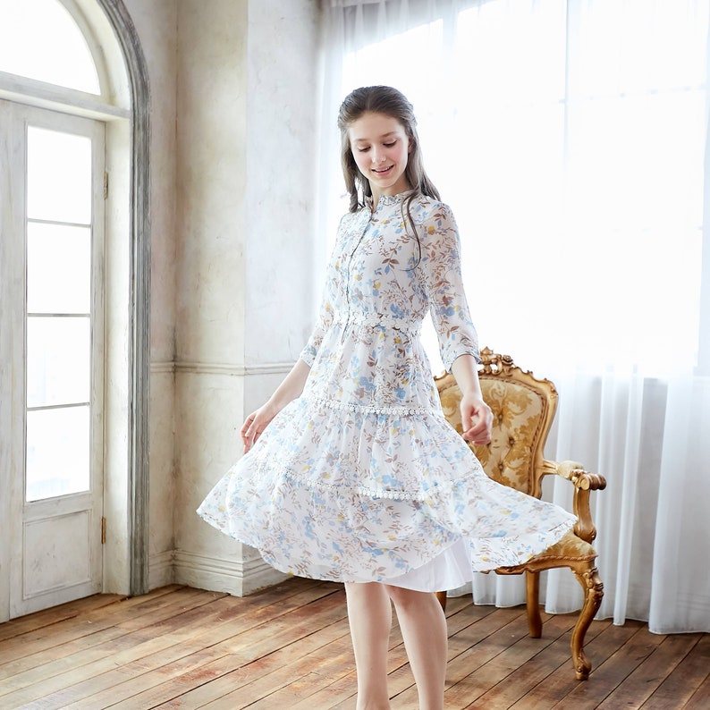 cream floral midi dress