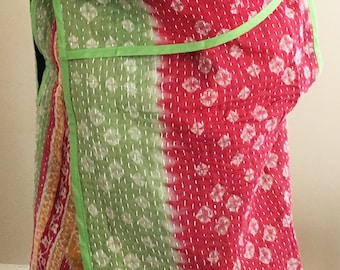 One-of-a-kind Kantha Reversible/Multiway Vest (Cherry Blossom)