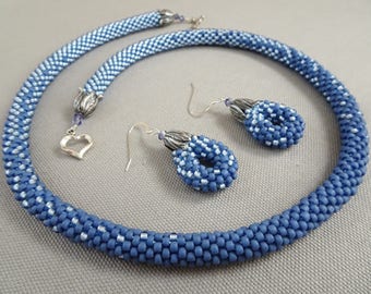 Sky Is the Limit- Bead Crochet Necklace & Earrings