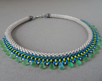 Summer Sky- Bead Crochet Necklace
