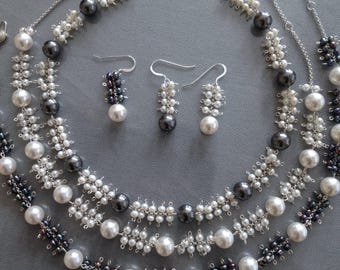 Bubble Necklace and Earrings Collection (Freshwater Pearls, Swarovski Crystal Pearls, Sterling Silver)