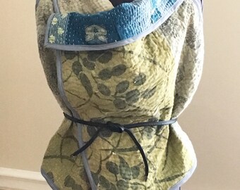 One-of-a-kind Kantha Reversible/Multiway Vest (Royal Forest)