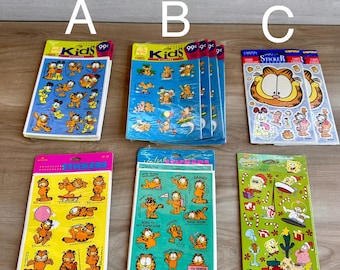 Vintage Garfield Sticker Packs – Choose Design – 1980s & 1990s Unused Sheets by Jim Davis