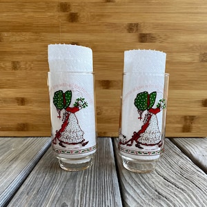 Vintage Holly Hobbie Coca-Cola Christmas Glasses - 1980s Collectible Set