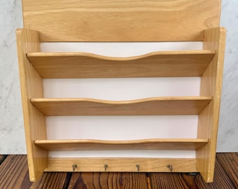 Organizzatore di posta da parete in legno vintage, portachiavi con ganci, contenitore per l'ingresso