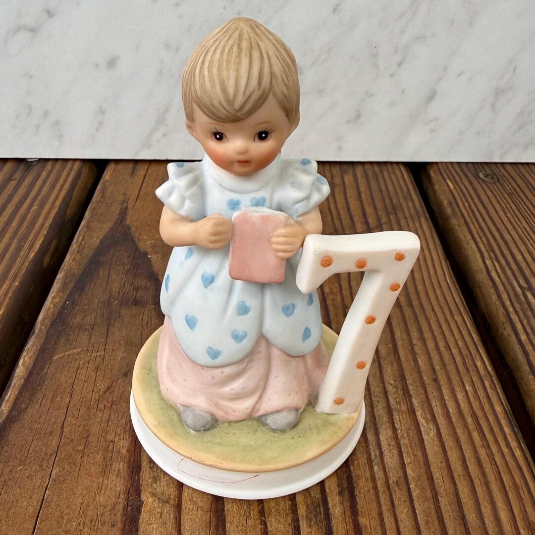 Vintage Lefton Age 7 Girl Figurine, 1982 Christopher Collection ...
