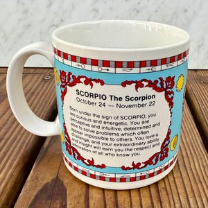 Vintage Russ Berrie Scorpio Zodiac Mug Made in Korea 1980s Astrology Coffee Cup image 2