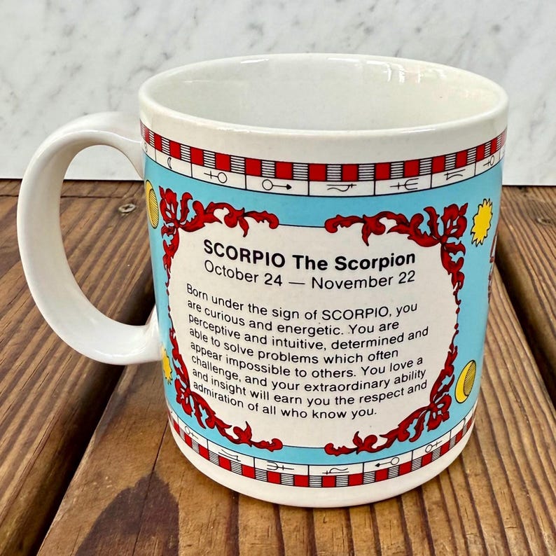 Vintage Russ Berrie Scorpio Zodiac Mug Made in Korea 1980s Astrology Coffee Cup image 2