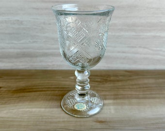 Vintage 1978 Avon Fostoria Glass Loving Goblet - Candle Holder - Hearts and Diamonds - Vintage - Made in USA