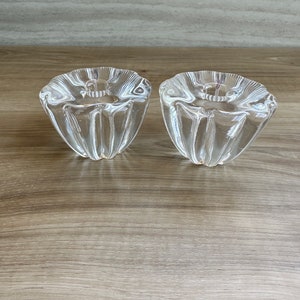 Vintage Orrefors Crystal Stella Polaris Candle Holders Set of 2 – Vicke Lindstrand – Sweden