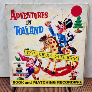 Vintage Adventures in Toyland Talking Story Book & Record Set, 1970s Kids Read-Along, Magic Media