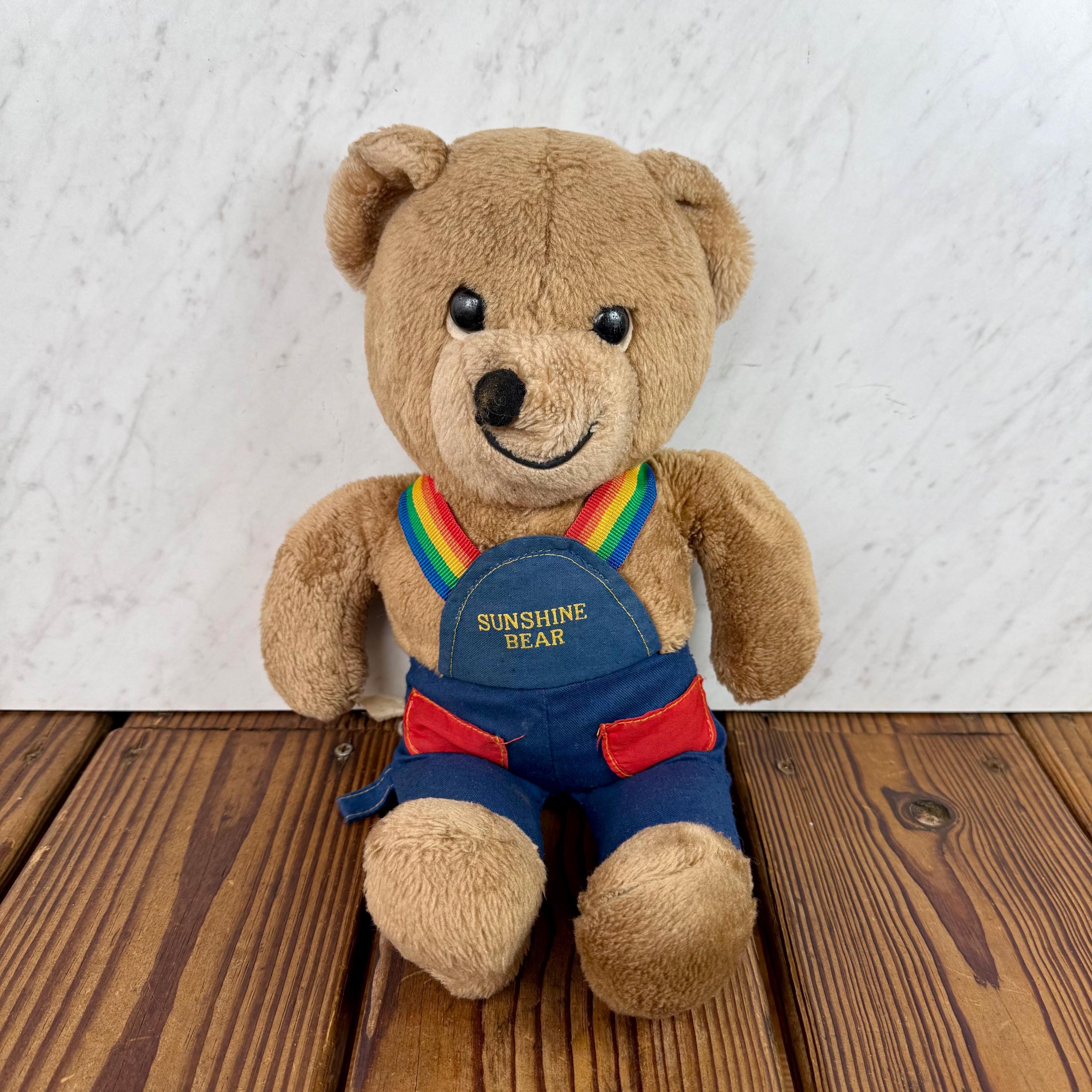 Vintage Sunshine Bear Plush Teddy Bear 14” – Rainbow Suspenders