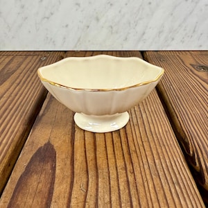 Vintage Lenox Small Ivory Shell Shaped Pedestal Bowl with Gold Trim