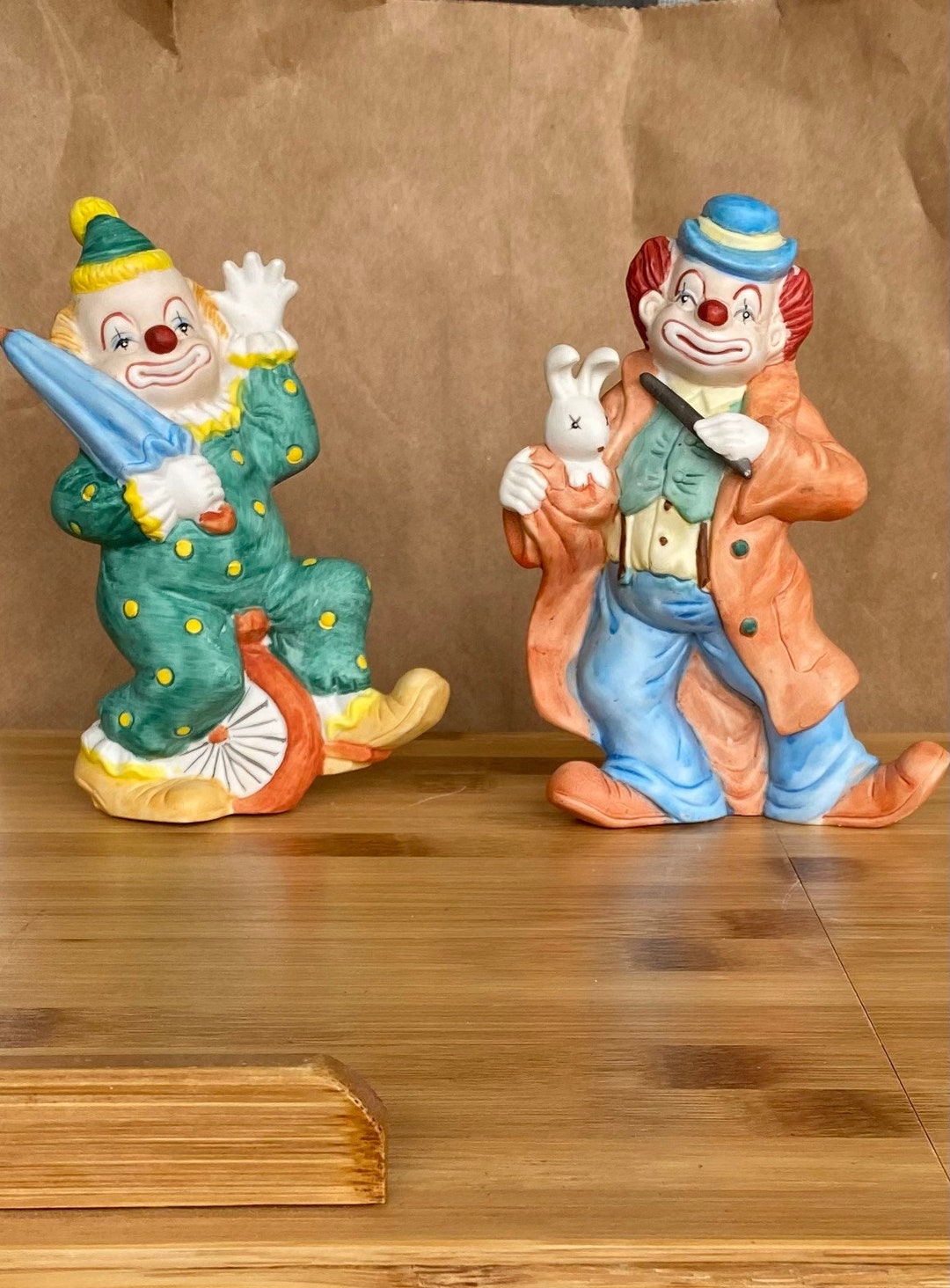 Cevik Clown Figurine USED ピエロ陶器人形置物 磁器のピエロ人形,アンティークスタイル,パーティーアクセサリー