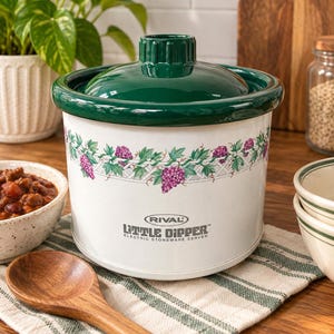 Olla de cocción lenta Vintage Rival Little Dipper Mini Crock Pot Green Ivy