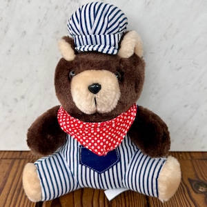 Vintage 1990s Lokomotivführer Teddy Bär Plüschtier