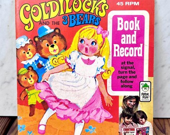 Livre de lecture Boucle d'or vintage 1973 et jeu de disques 45 tours Peter Pan