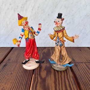 Vintage Fontanini Circus Clown Figurines: Made in Italy, Set of 2