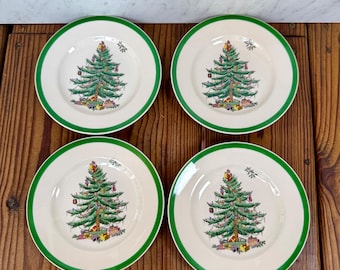 Spode Christmas Tree Plates Set of 4 – 6” Dessert Plates – Made in England
