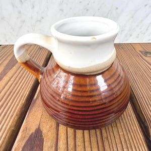 Vintage Drip Glaze Mug Brown Cream Stoneware Coffee Cup Wide Bottom Retro Pottery