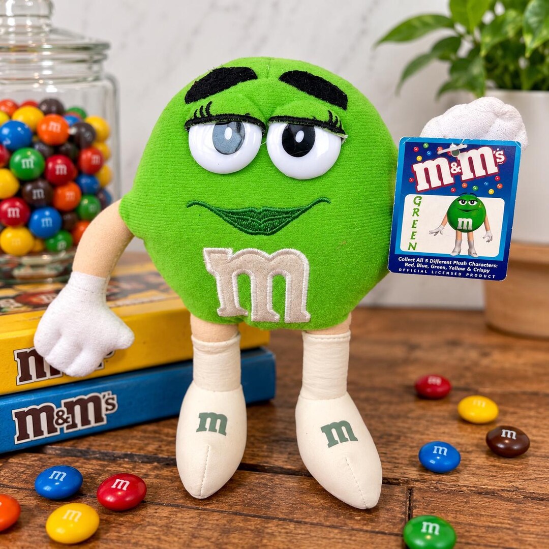m&m's！エムアンドエムズのぬいぐるみ☆グリーン☆大きめ Vintage 2003 Green M&M Plush Toy Nanco Licensed Collectible - Etsy