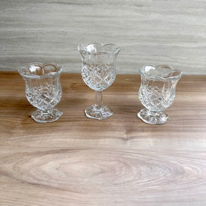 Vintage Homco Glass Pedestal Candle Holders - Tulip Votive Set of 3