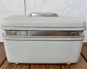 Neceser vintage Samsonite / Neceser gris claro con cerradura y llave