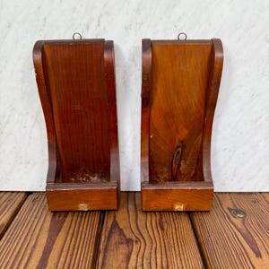 Vintage Wooden Wall Sconces Set of 2 – Rustic Farmhouse Candle Holders, Primitive Wood Wall Decor