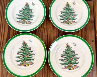 Spode-kerstboomdessertborden set van 4 Made in England