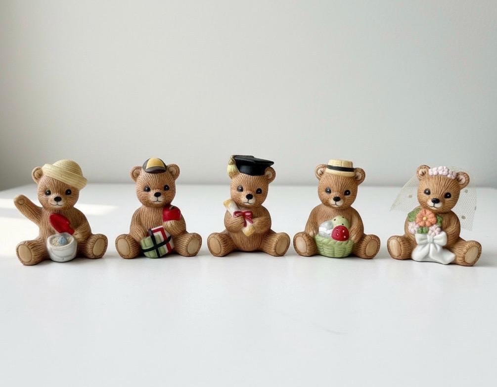 Vintage teddy bear porcelain figurines - Etsy 日本